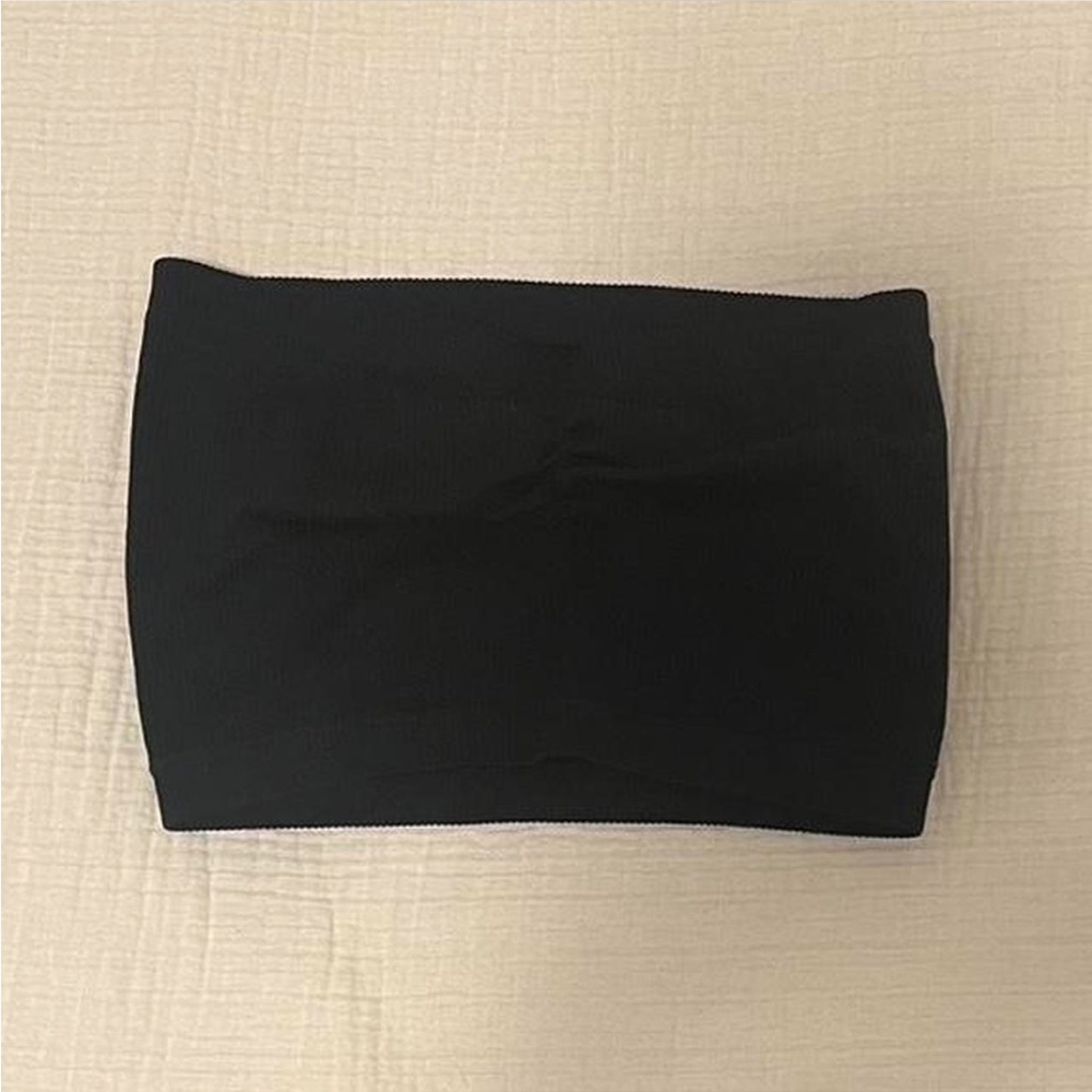 american eagle black ribbed bandeau/tube top